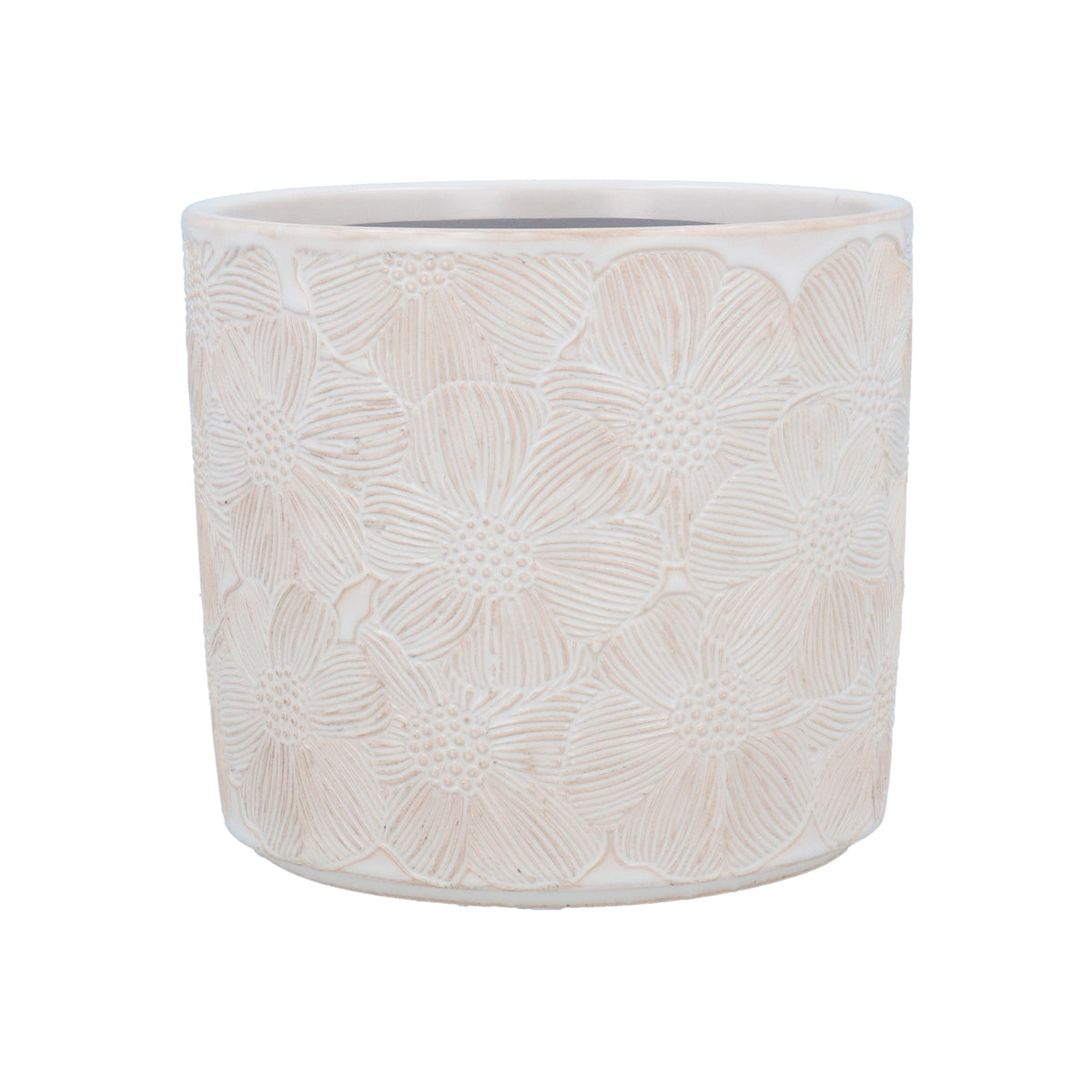 Planter Pot: Stoneware Cosmos Flower - White - Gisela Graham