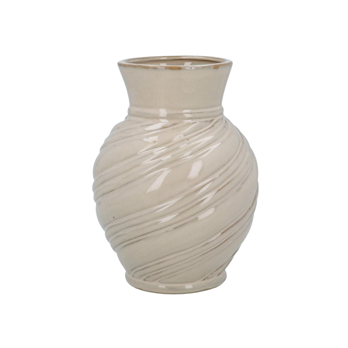 Vase: Stoneware Twist Small - Taupe - Gisela Graham