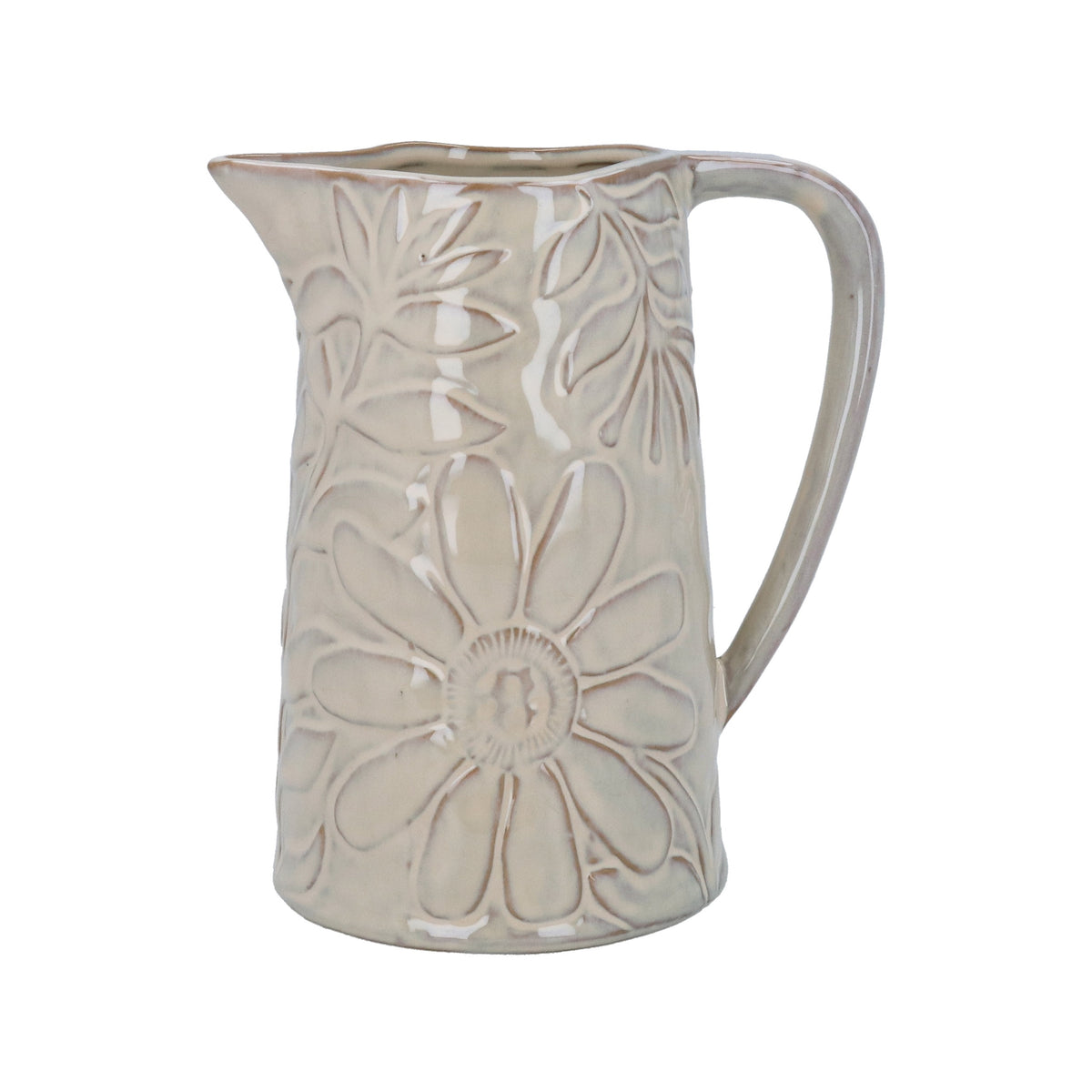 Jug: Porcelain Floral Large - Taupe - Gisela Graham