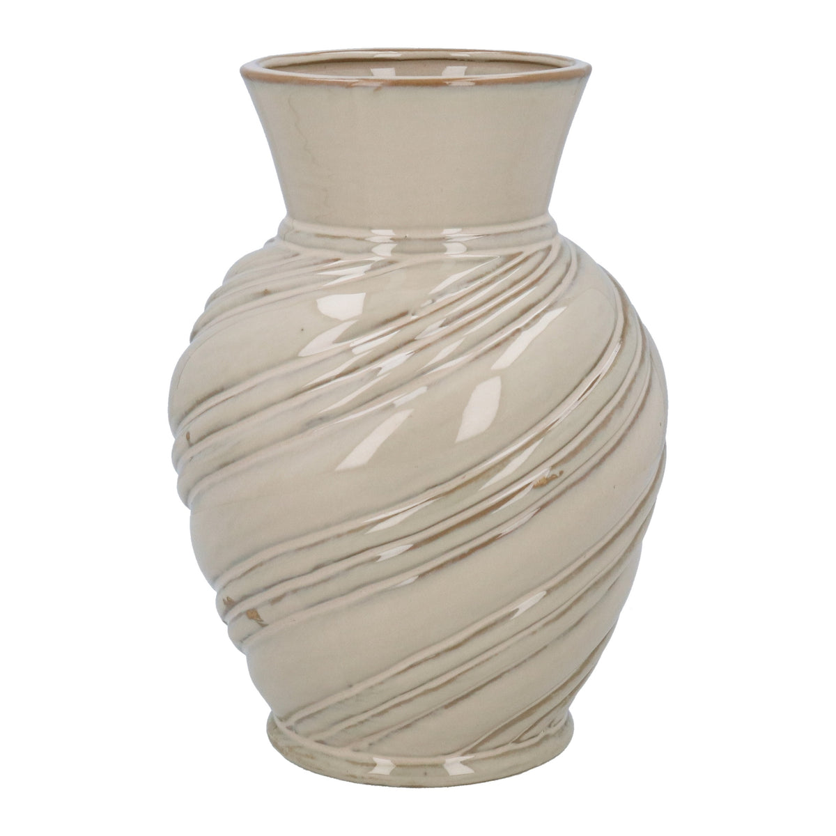 Vase: Stoneware Twist Large - Taupe - Gisela Graham