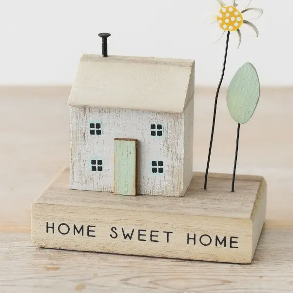 Ornament: Wood House Home Sweet Home - Cream - Gainsborough Giftware