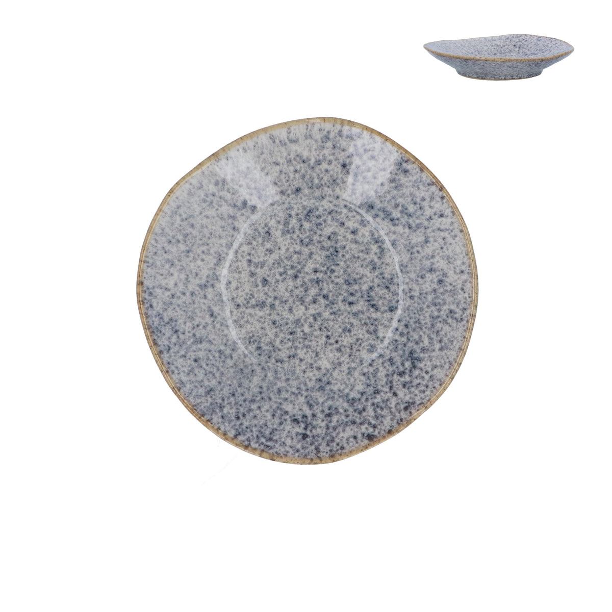 Decorative Plate: Stoneware Speckled Round - Blue - Gisela Graham
