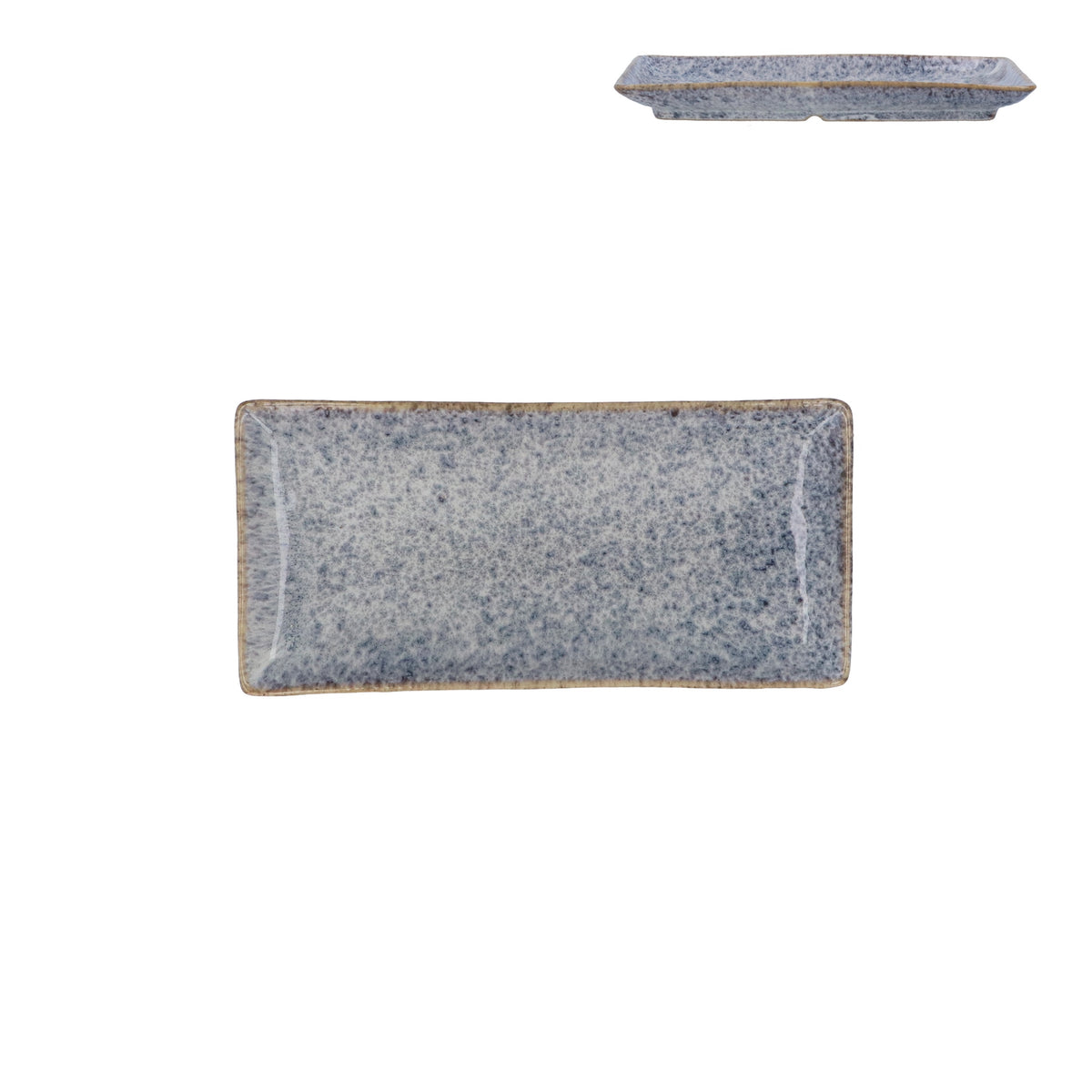 Decorative Plate: Stoneware Speckled Rectangle - Blue - Gisela Graham