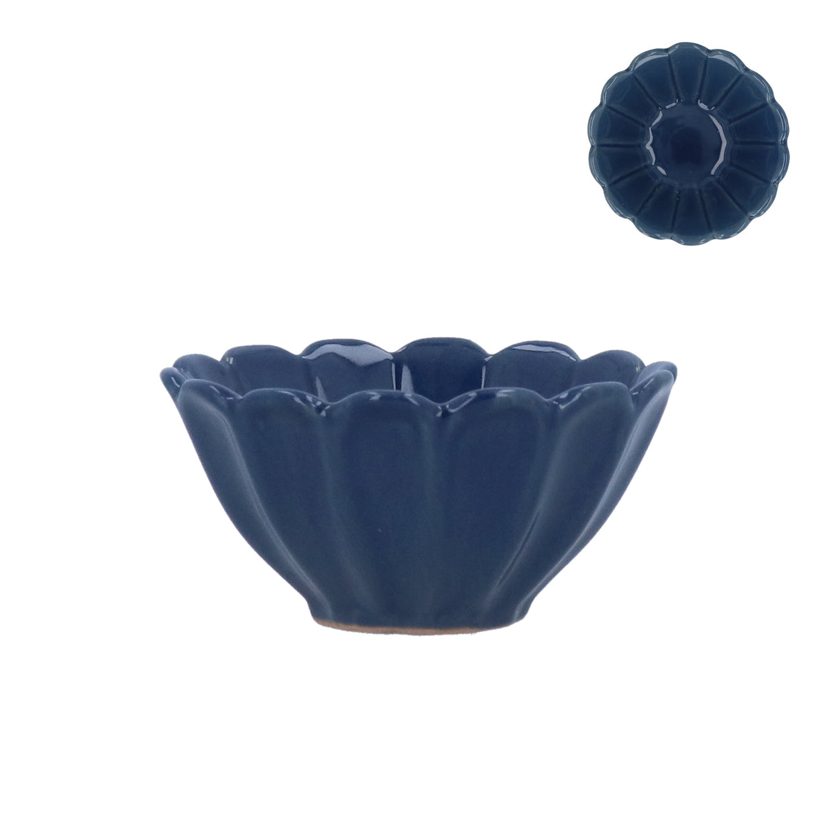 Decorative Bowl: Stoneware Fluted Mini - Navy - Gisela Graham