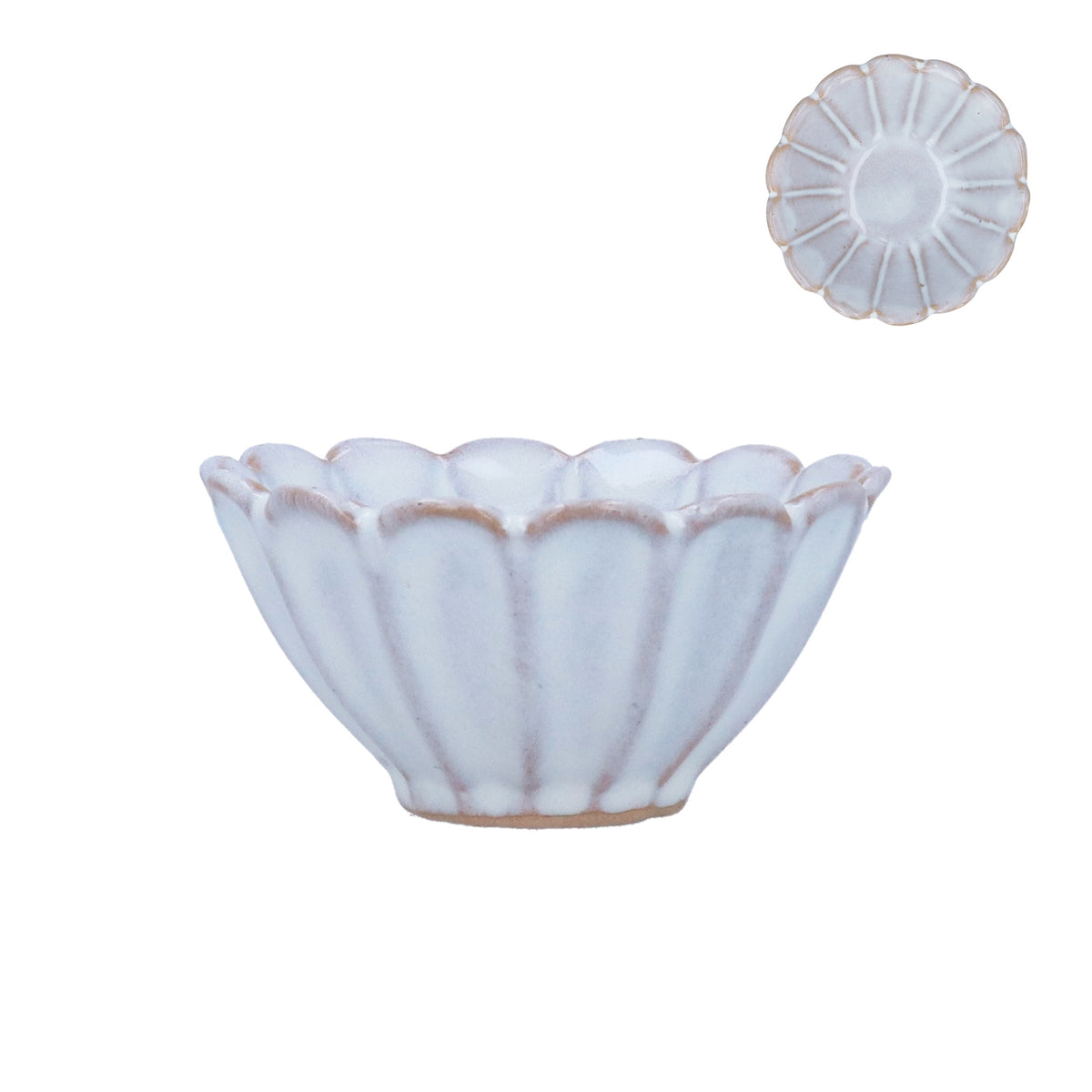 Decorative Bowl: Stoneware Fluted Mini - White - Gisela Graham