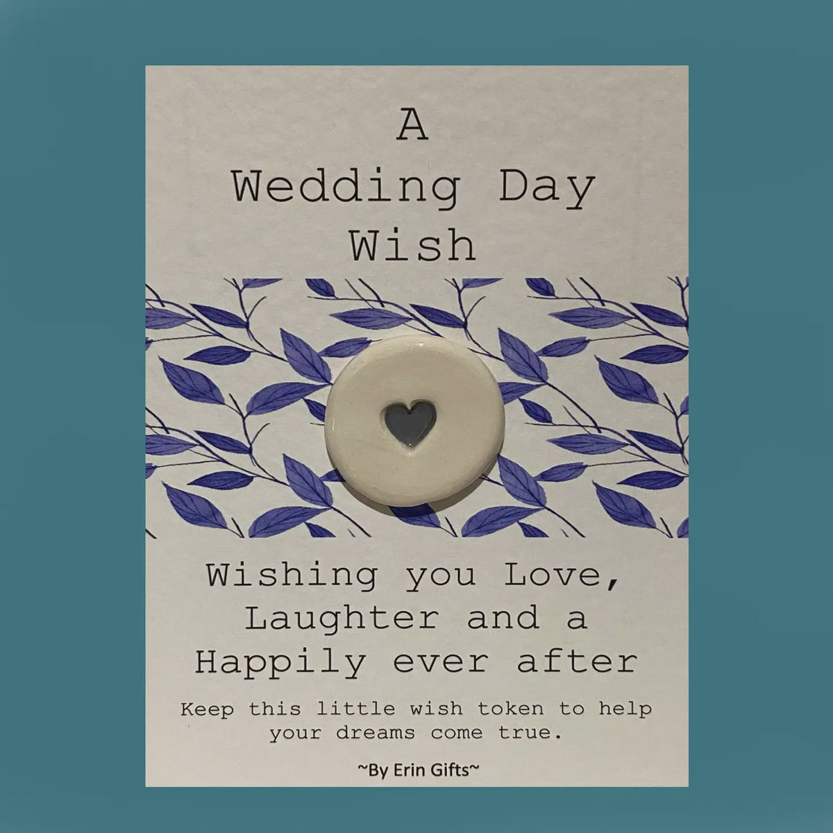 Token: Ceramic Pocket Wish Token - A Wedding Day Wish - White - By Erin Cards & Gifts