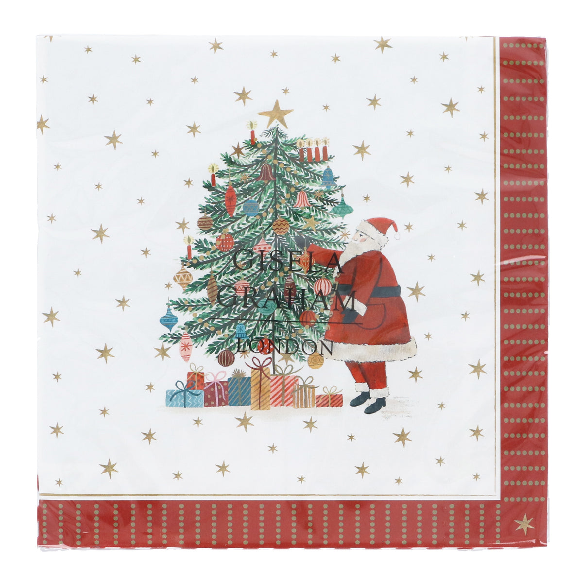Christmas Napkins: Paper Santa Tree Pack of 20  - Green - Gisela Graham