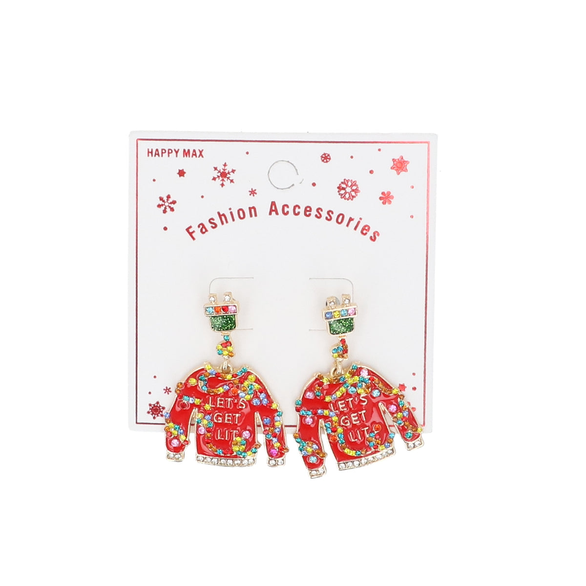 Christmas Earrings: Metal Enamel Jumper  - Multicoloured - Gisela Graham