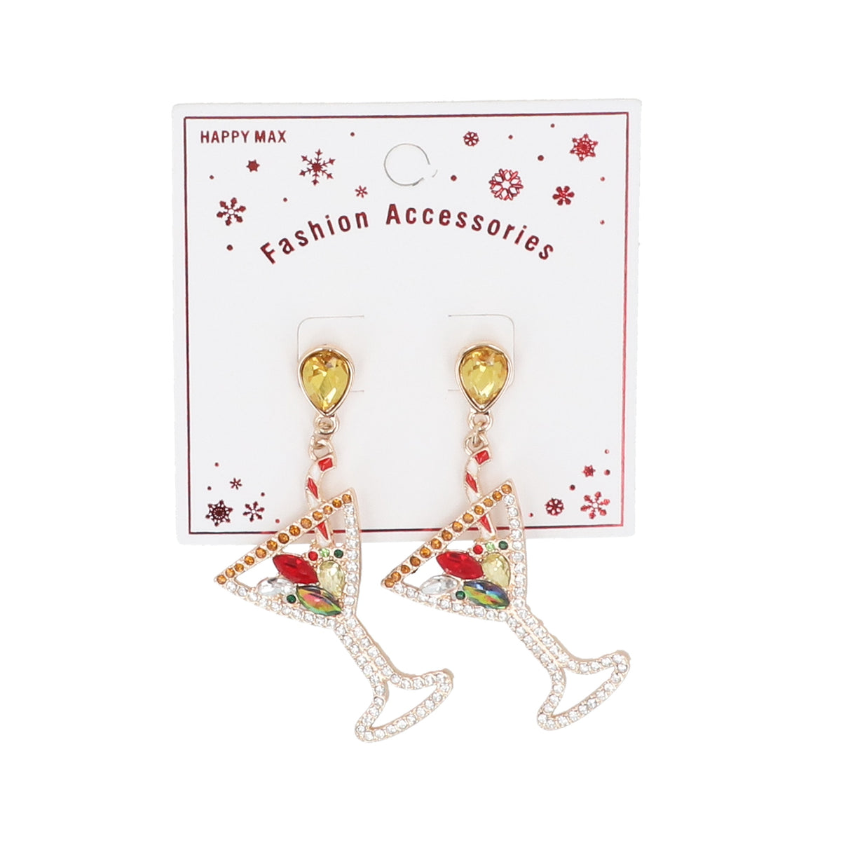 Christmas Earrings: Metal Enamel Cocktail  - Multicoloured - Gisela Graham