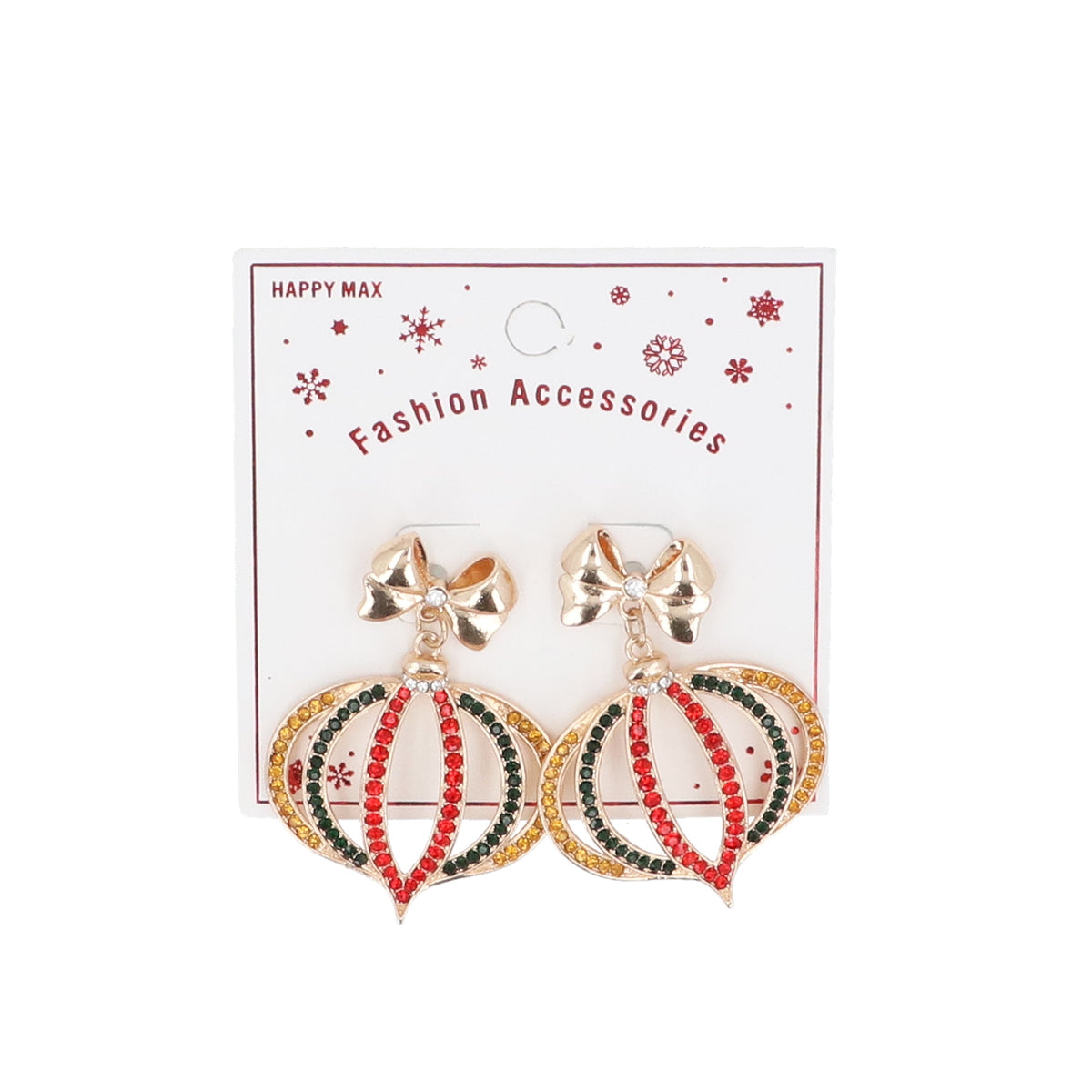 Christmas Earrings: Metal Enamel Bauble  - Multicoloured - Gisela Graham