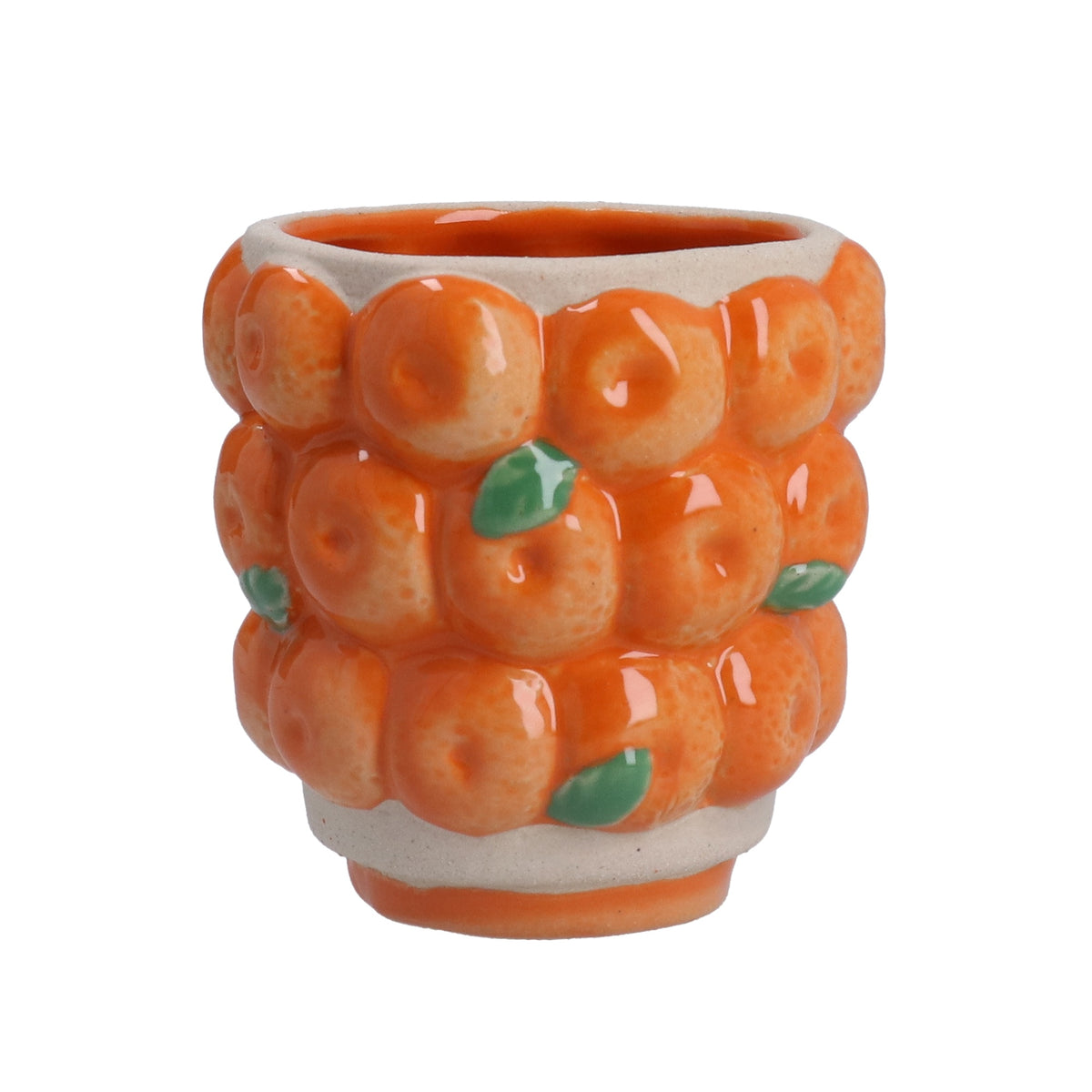 Planter Pot: Ceramic Glazed Oranges Small - Orange - Gisela Graham