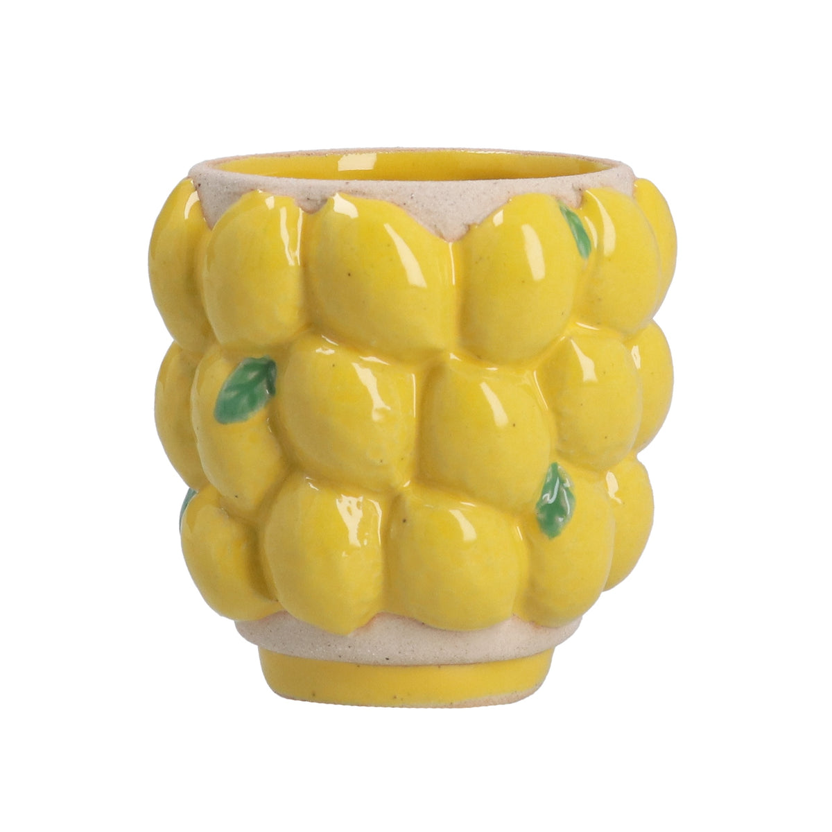 Planter Pot: Ceramic Glazed Lemons Small - Yellow - Gisela Graham