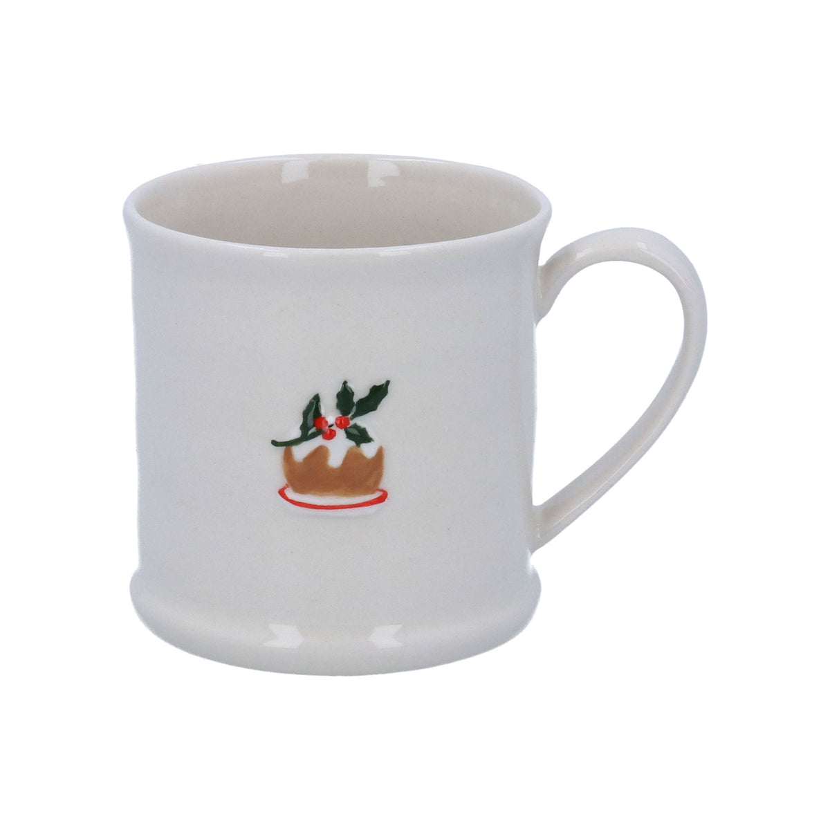 Mini Mug: Stoneware Raised Christmas Pudding - Cream- Gisela Graham