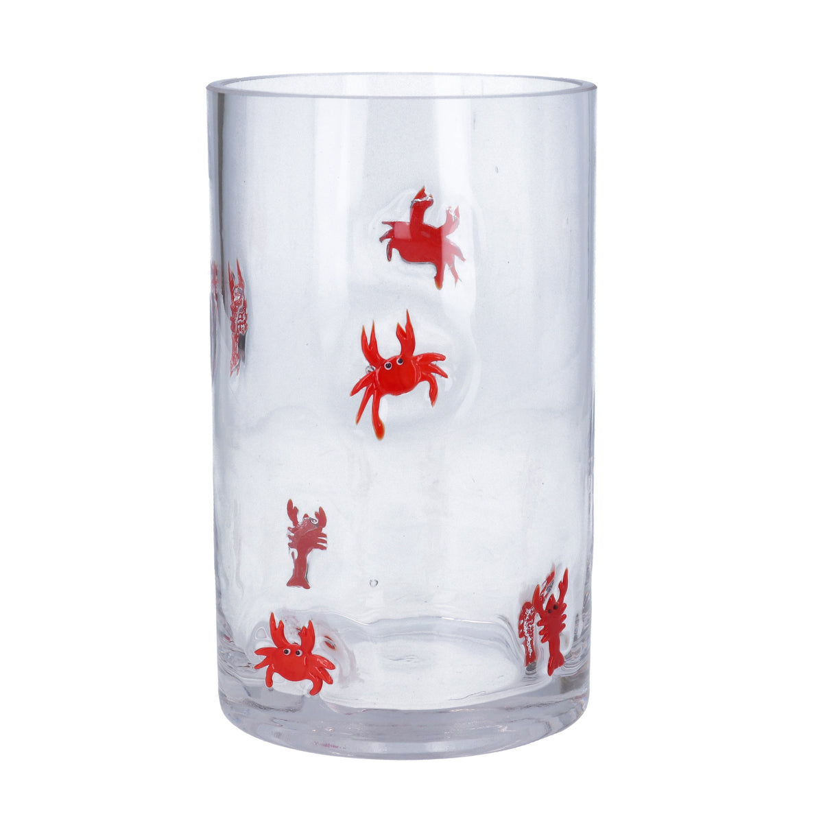 Vase: Glass Tube Embossed Crabs 20 cm - Clear - Gisela Graham