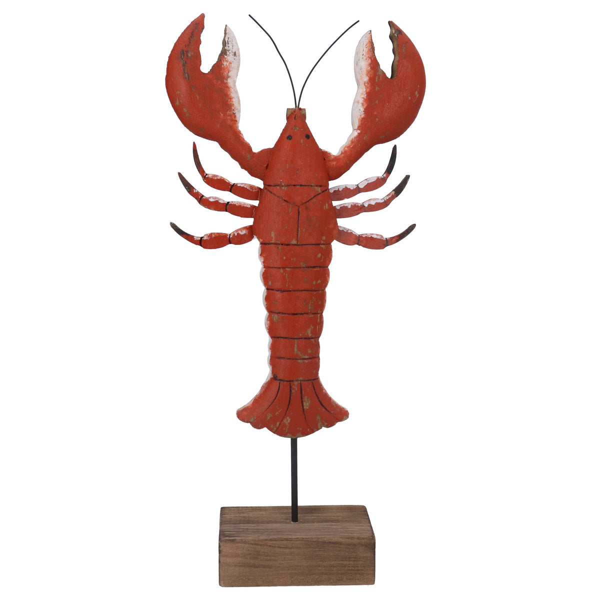 Ornament: Wooden Lobster On Plinth - Red - Gisela Graham