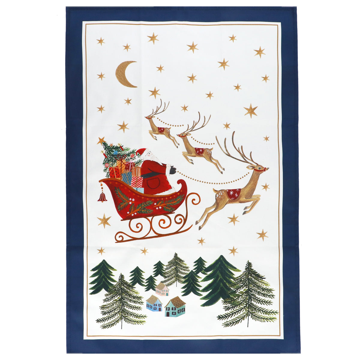 Christmas Tea Towel:  Nostalgia Sleigh - Gisela Graham