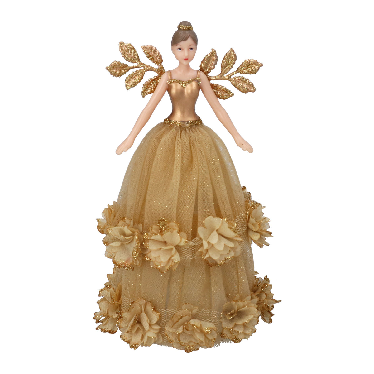 Christmas Tree Topper: Fabric Sparkling Fairy - Gold - Gisela Graham