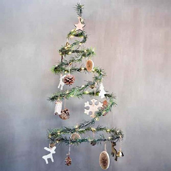 LED Christmas Tree: Metal Spiral Pinecone Wood Decorations  - Natural