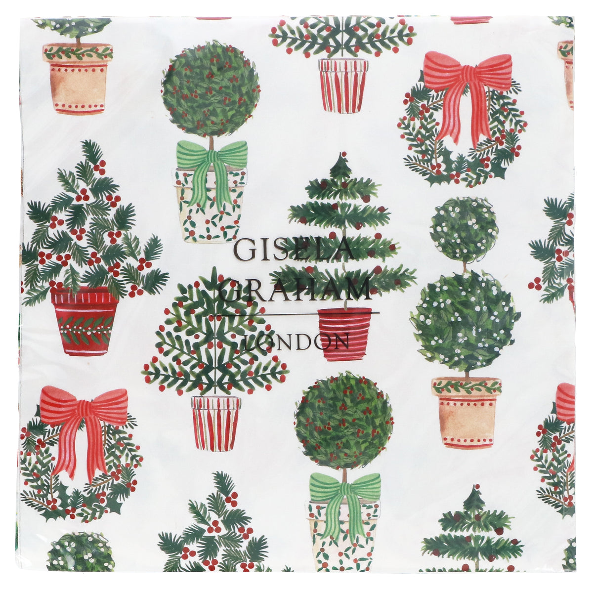 Christmas Napkins: Paper Christmas Topiary Pack Of 20 - Gisela Graham