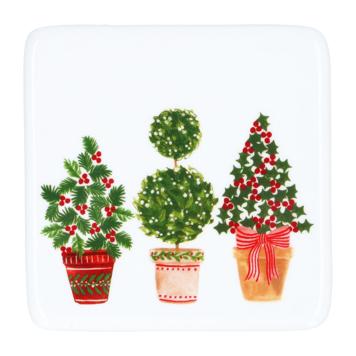 Christmas Coaster: Resin Square Christmas Topiary - Gisela Graham