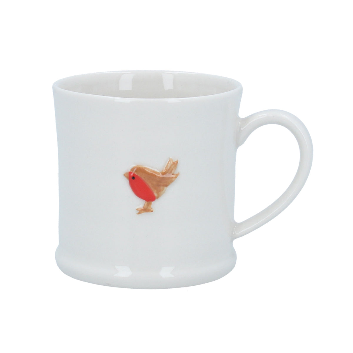 Mini Mug: Stoneware Raised Robin  - Cream - Gisela Graham