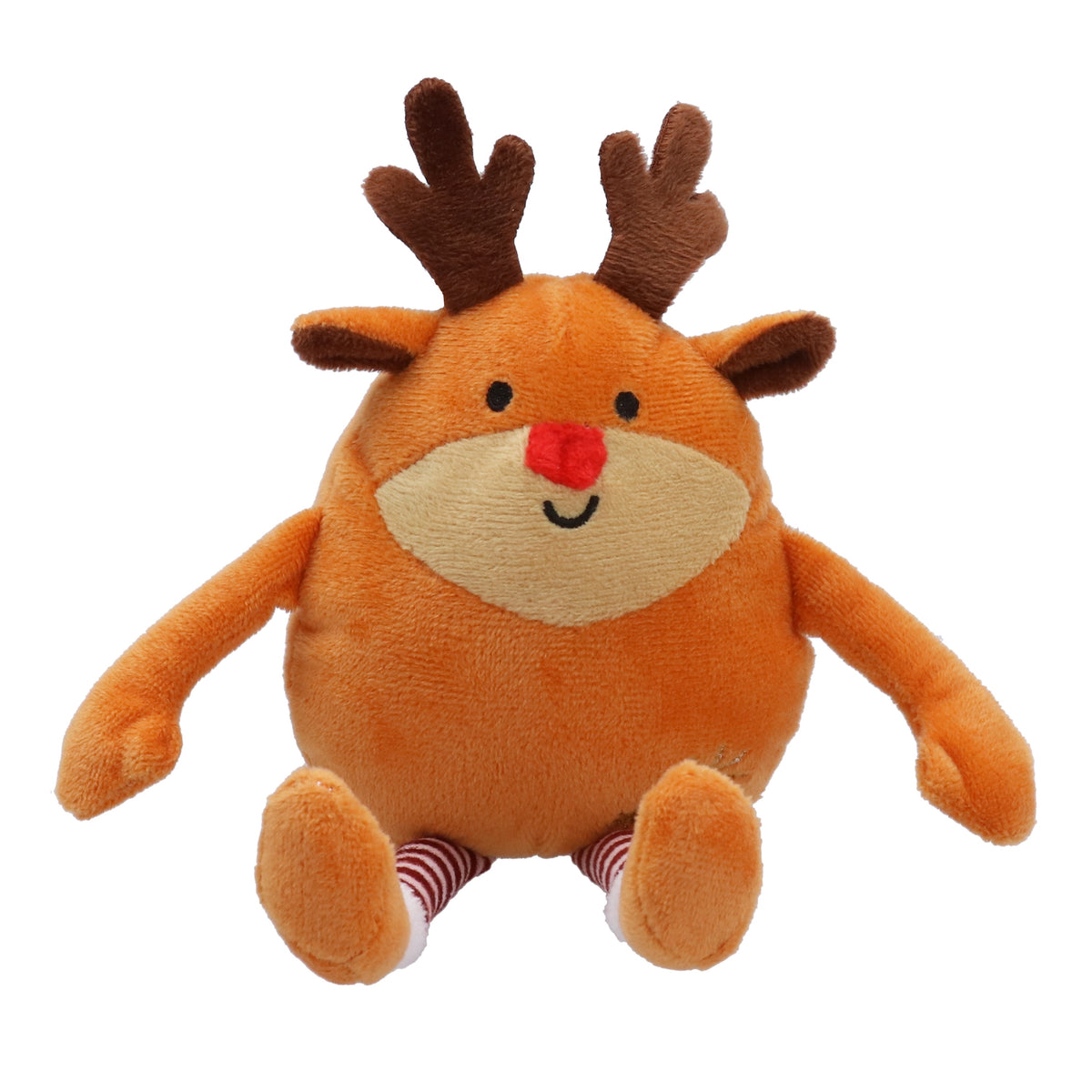Christmas Plush Toy: Fabric Cute Christmas Rudolph  24cm - Brown - Gisela Graham