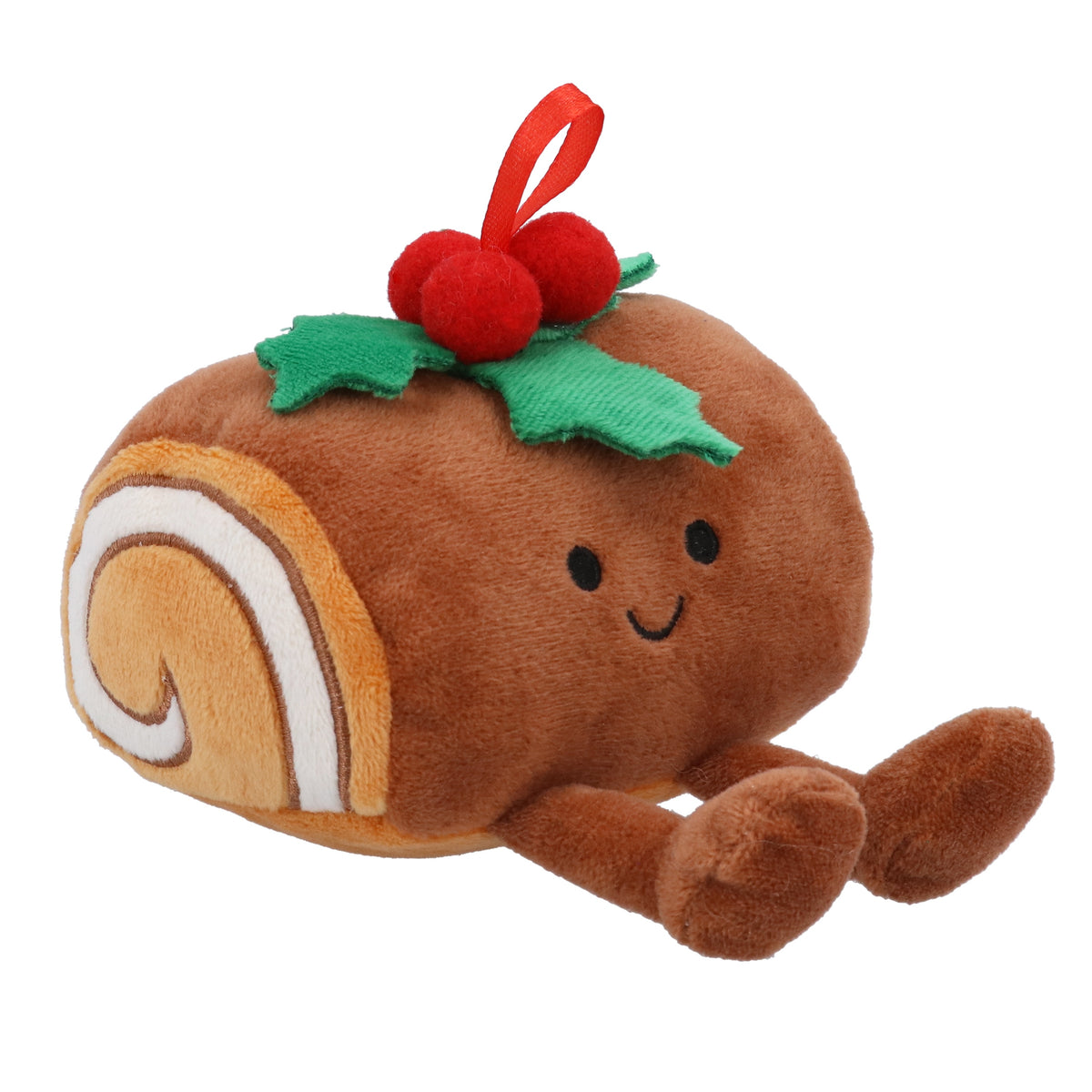 Christmas Plush Toy : Fabric Cute Yule Log 13 cm - Brown - Gisela Graham