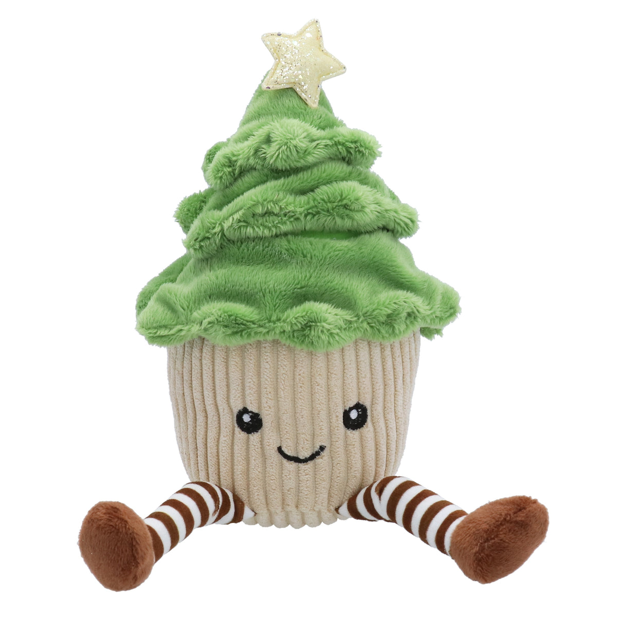 Christmas Plush Toy: Fabric Cute Happy Potted Tree 25 cm - Green - Gisela Graham
