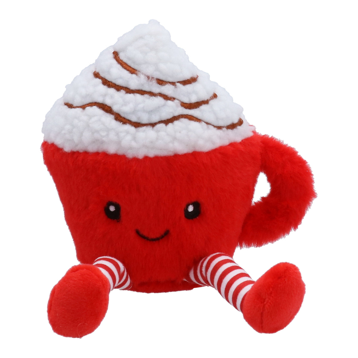 Christmas Plush Toy : Fabric Cute Happy Hot Chocolate With Cream  21 cm - Red - Gisela Graham
