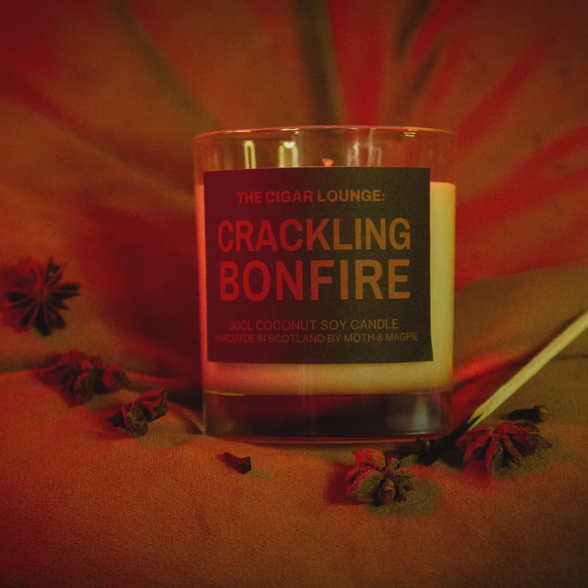 Candle: Scented Glass Jar - Crackling Bonfire - Moth & Magpie