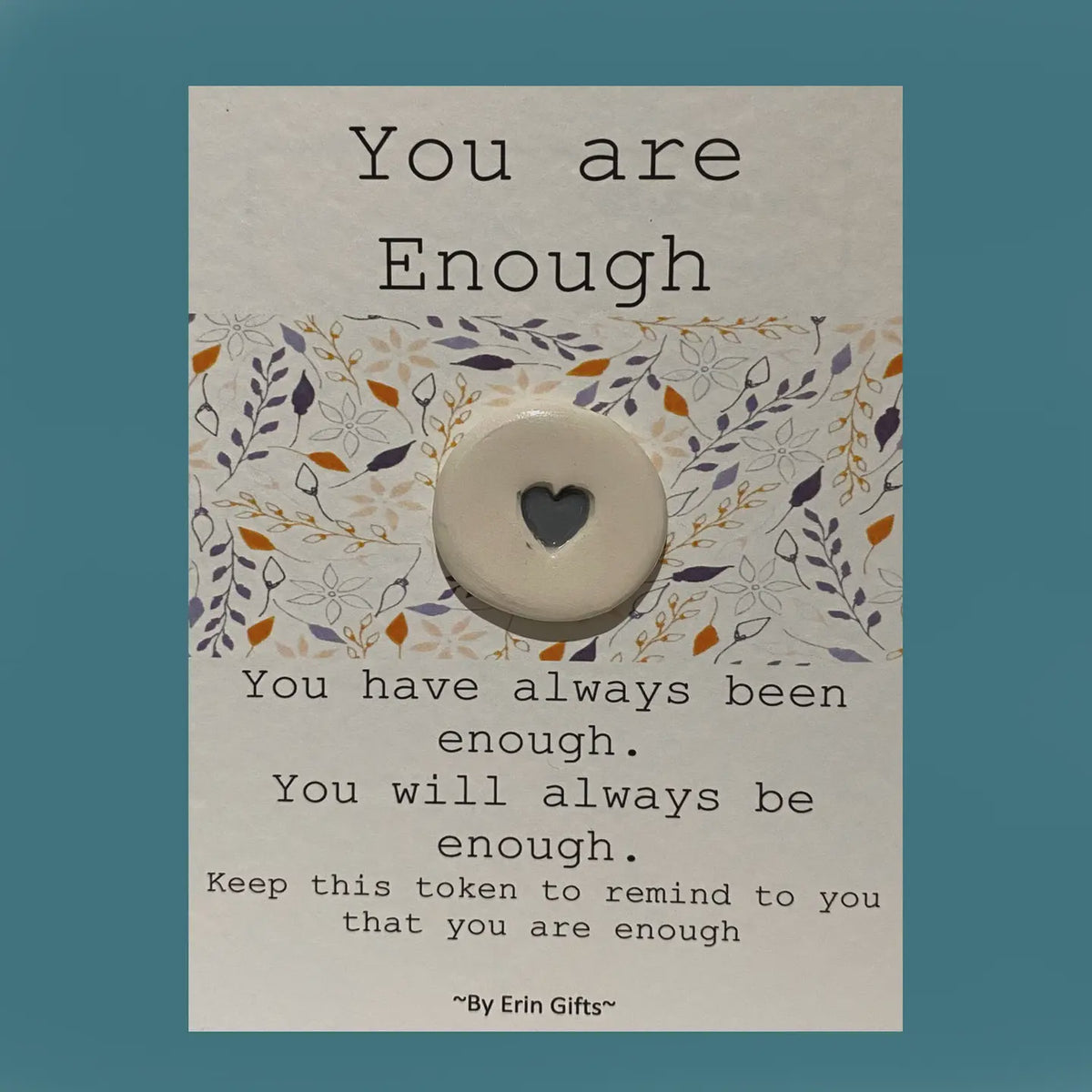 Token: Ceramic Pocket Wish Token - You Are Enough - White - By Erin Cards & Gifts