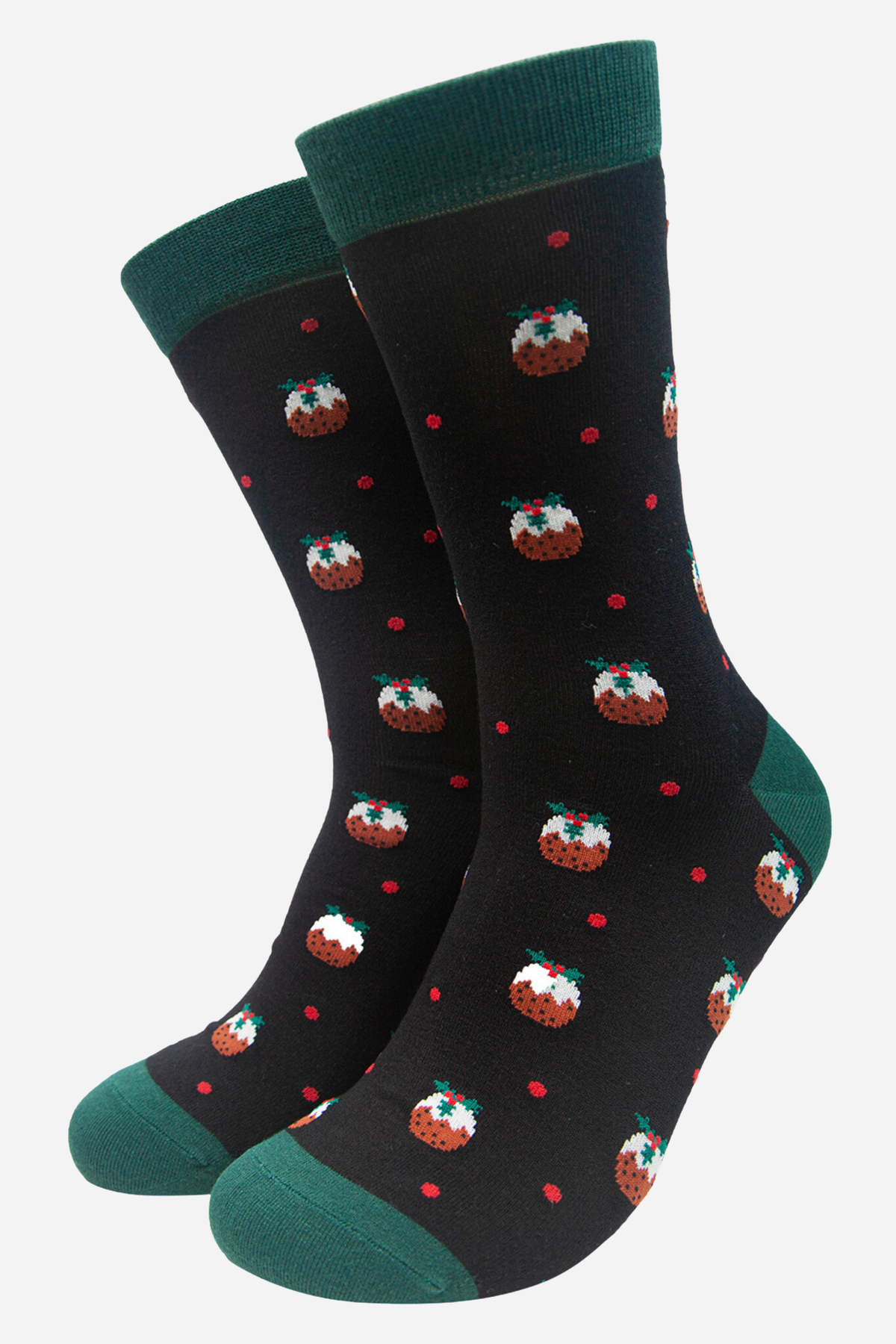 Men's Socks: Bamboo Christmas Pudding - Black - Sock Talk