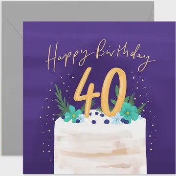 Age 40th Card: Cake Foil - Gold - Old English Company