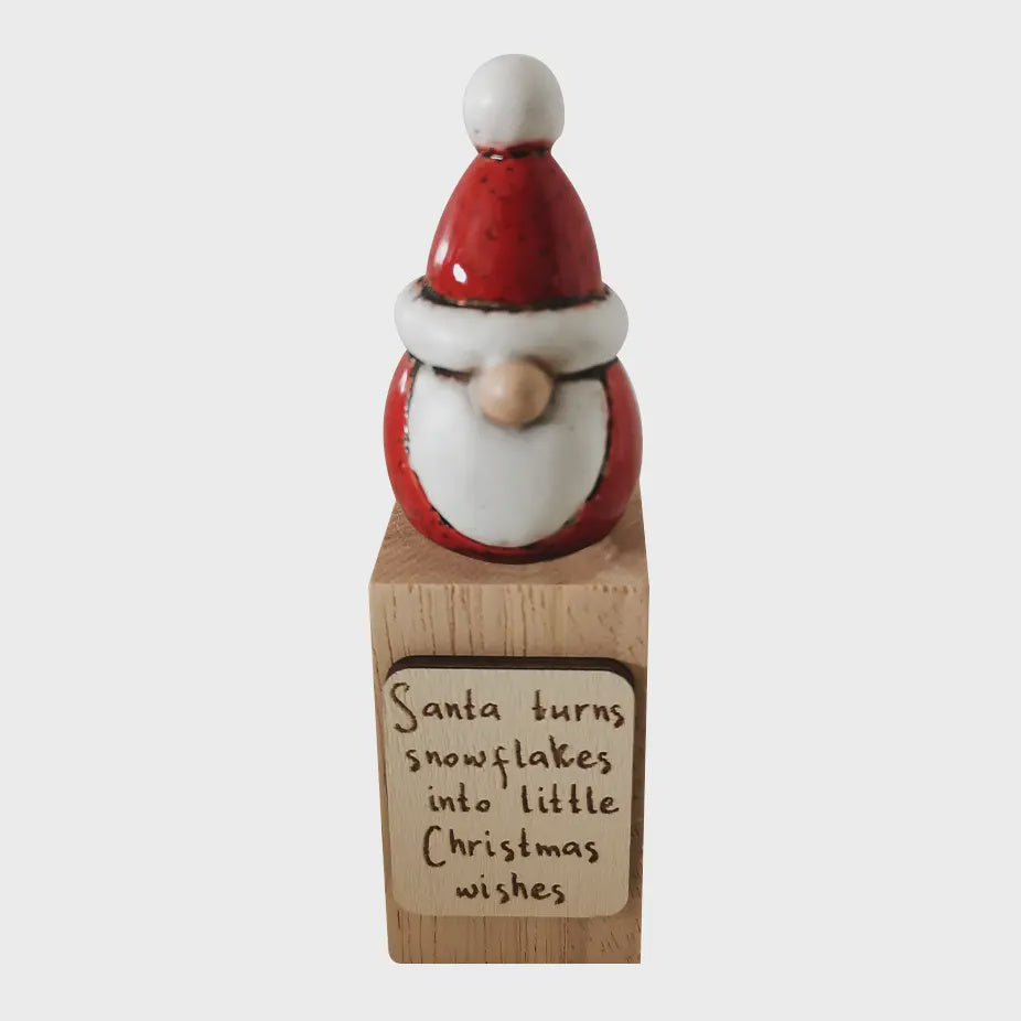 Christmas Ornament: Ceramic Santa On A Block Christmas Wishes - Heaven Sends