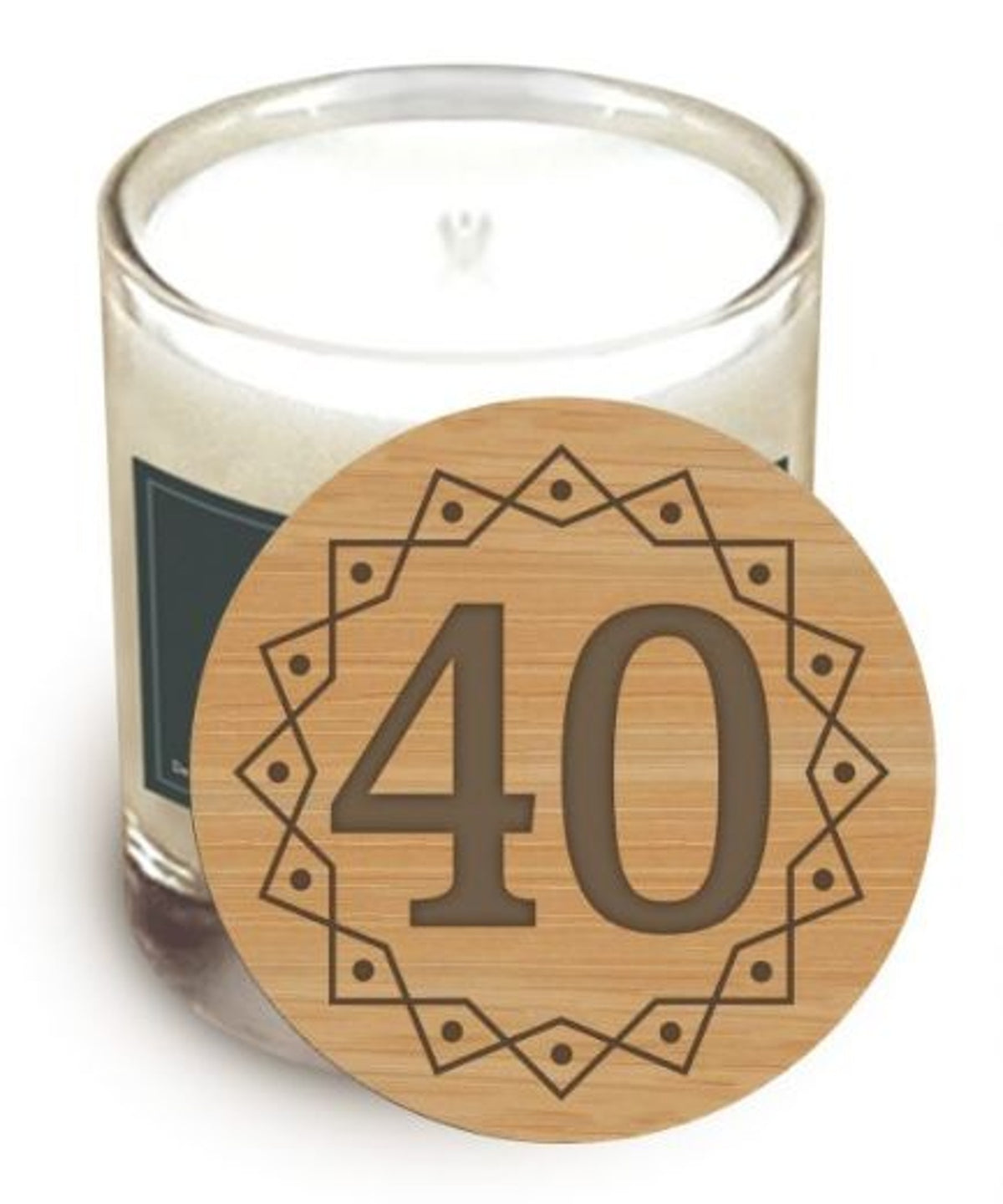 Candle Lid: Wood Engraved Message 40th -  - Light Up Your Life