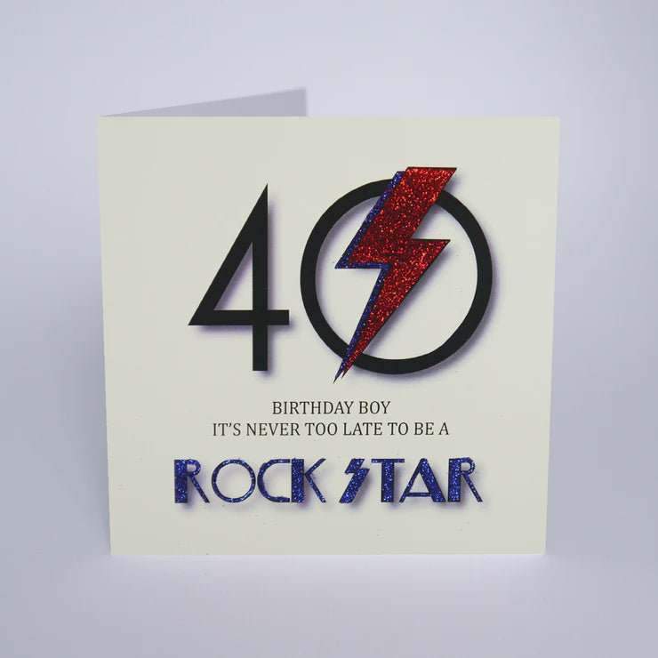 Age 40th Card: Male Rock Star Handmade Swarovski - Five Dollar Shake