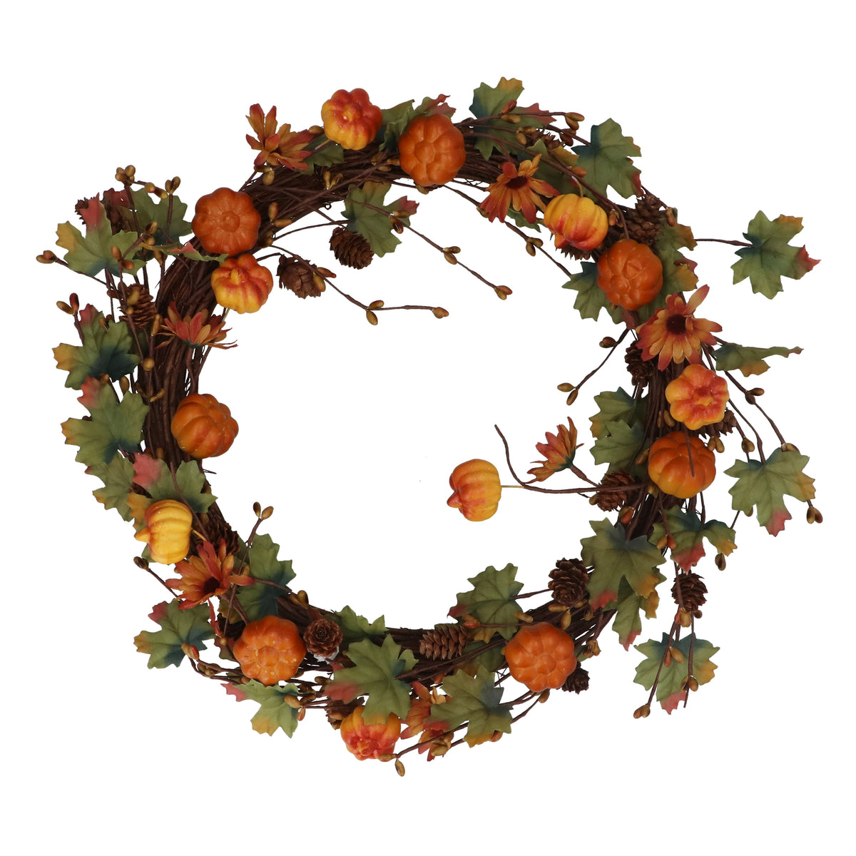 Autumn Wreath: Faux Mini Pumpkin & Vine - Orange - Gisela Graham