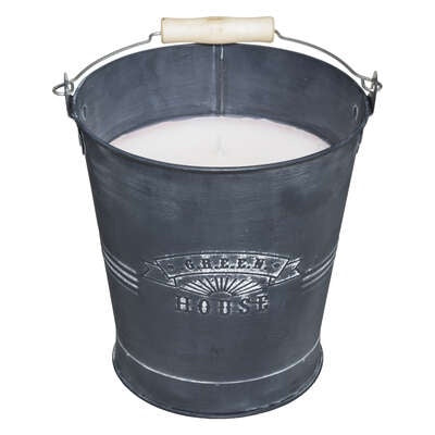 Candle: Zinc Bucket Citronella Candle - Grey