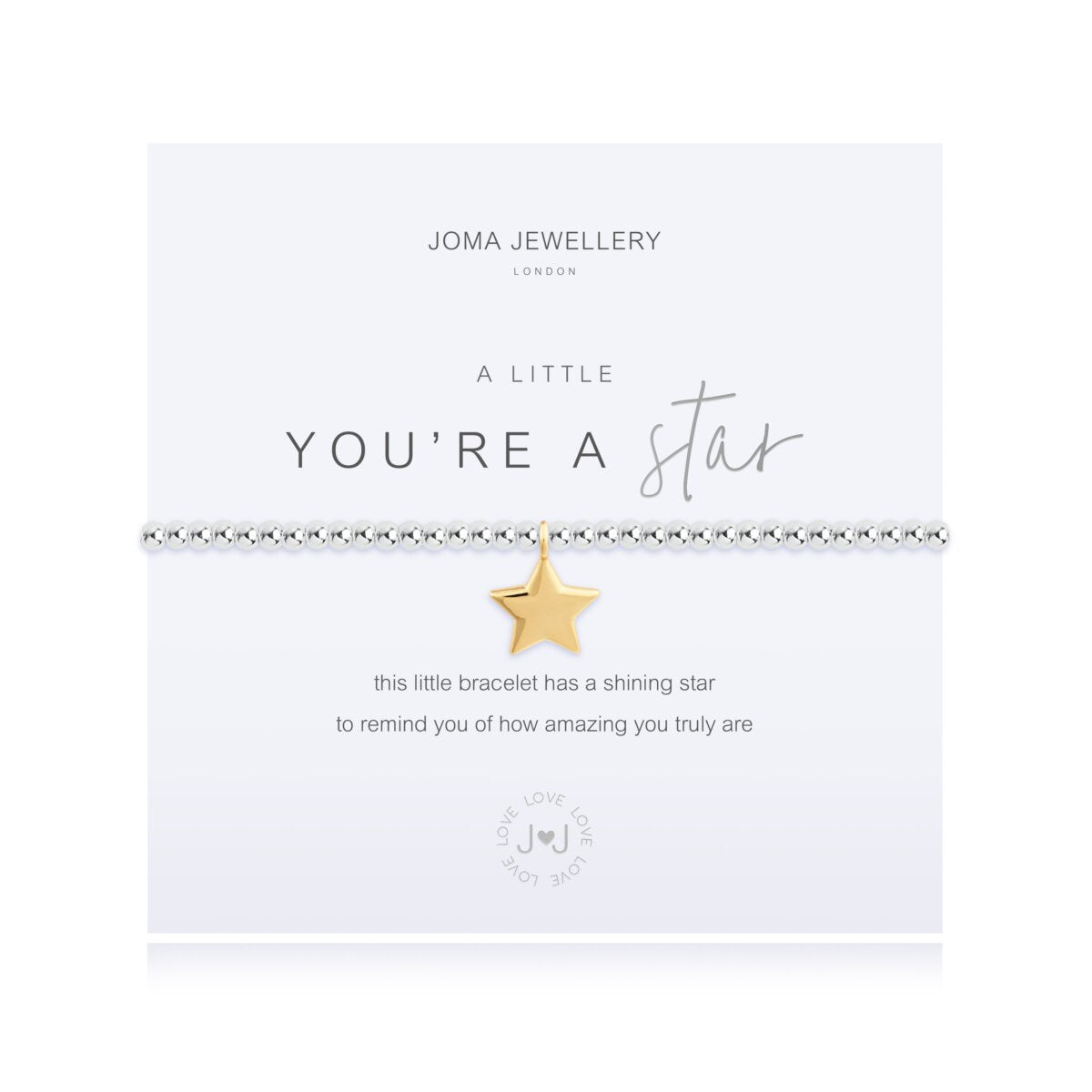 Bracelet: Stretch Gold Star Charm  A Little Youre A Star - Silver Plated - Joma Jewellery