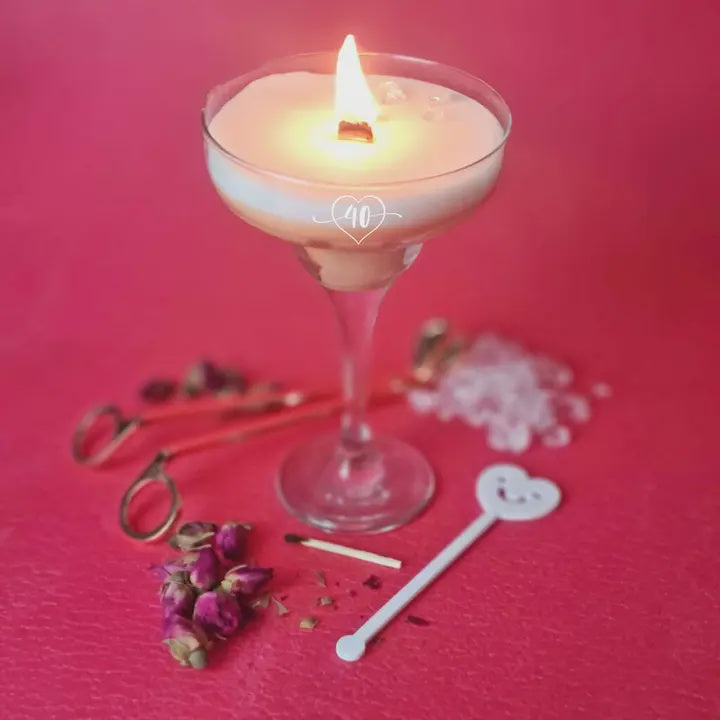 Candle: Scented Martini Glass Pornstar Rose & Pink Pepper - 40th Birthday - A Few Home Truths