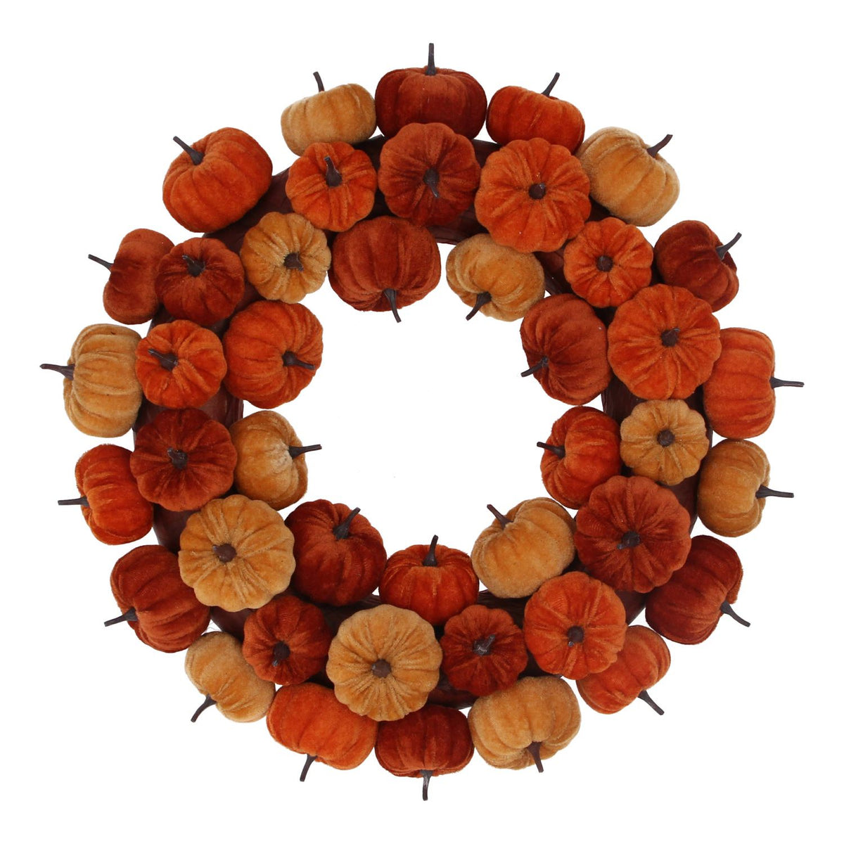 Autumn Wreath: Velvet Pumpkin - Orange - Gisela Graham