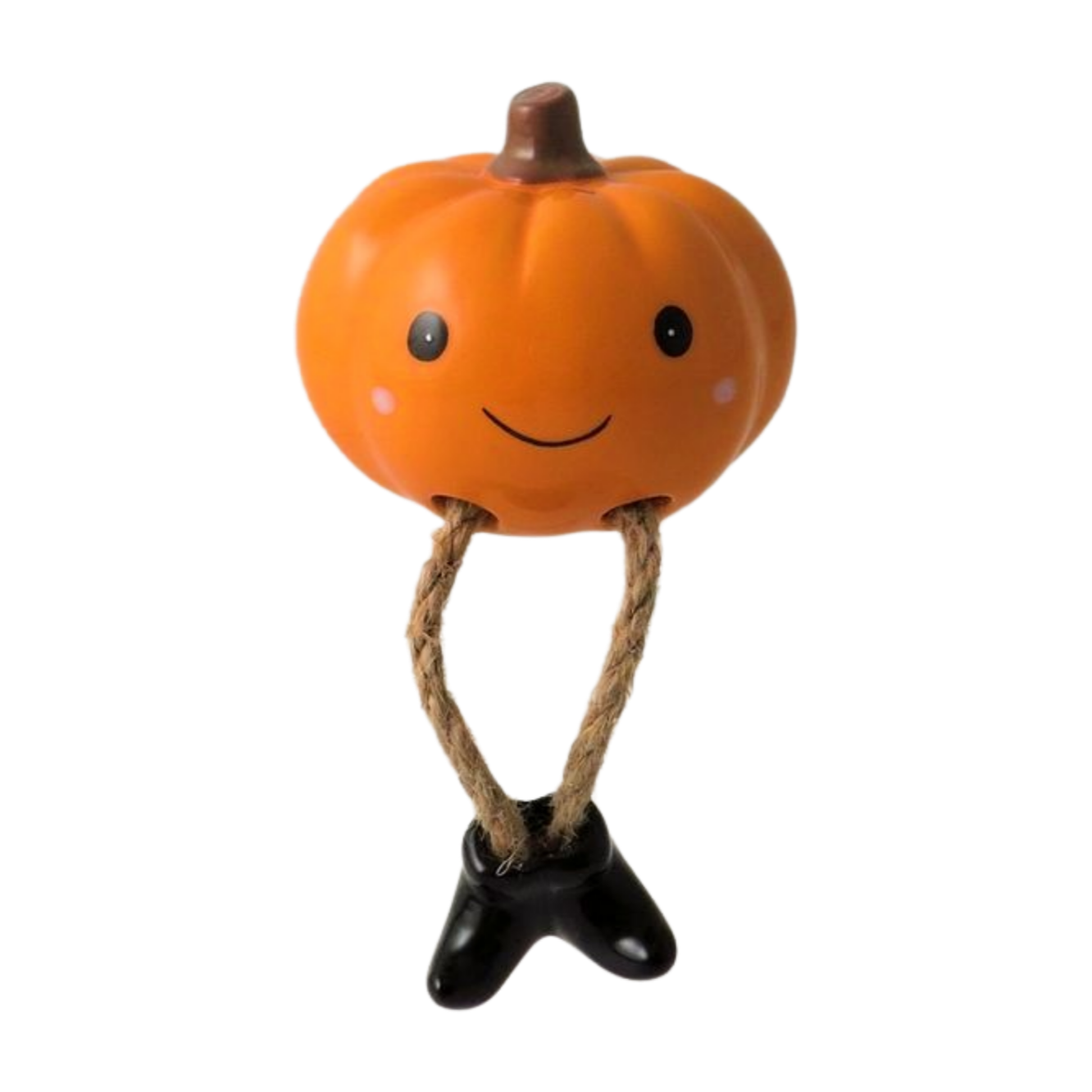 Shelf Sitter: Ceramic Pumpkin  With Rope Legs - Giftware Trading