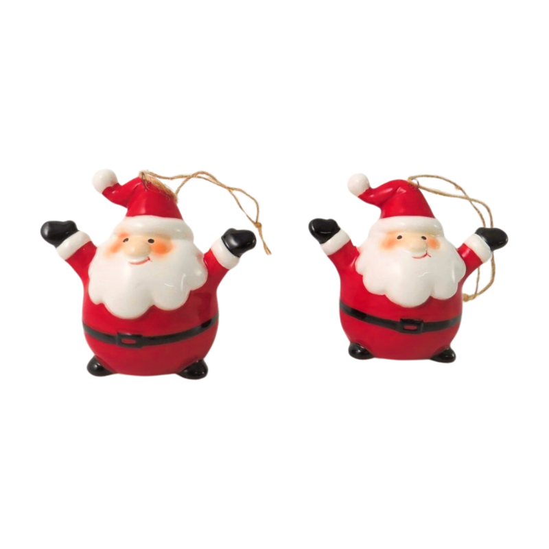 Christmas Tree Decoration: Ceramic Santa Arms Out - Red- Giftware Trading