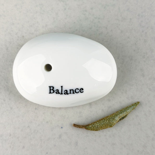 Incense Holder: Porcelain Pebble Balance - White - East of India