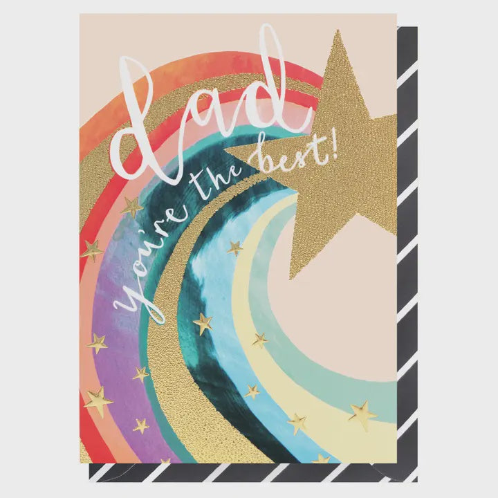 Dad Card: Gold Foil Dad You're The Best - Colourful - Louise Tiler