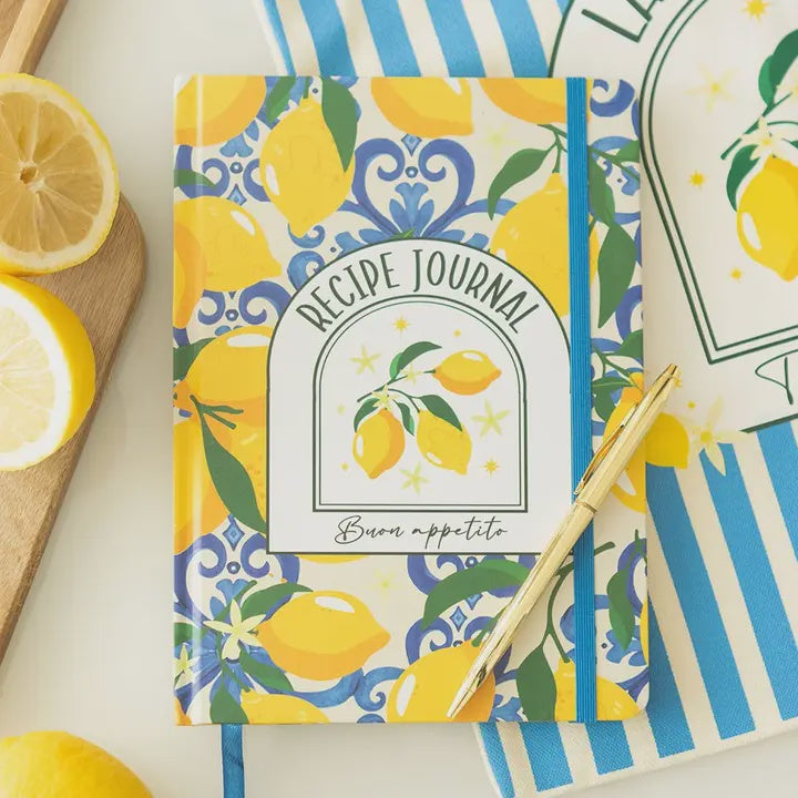 Recipe Journal: Italian Lemon Print A5 - Yellow - Something Different