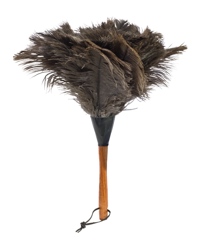 Feather Duster: Wood & Ostrich Feather 35cm Traditional Handcrafted - Black & Natural
