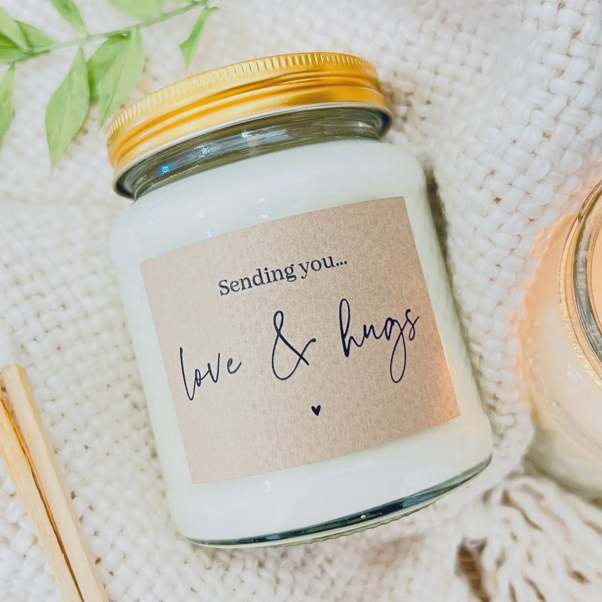 Candle: Scented Pink Peonies & Blush Suede Love & Hugs - White - Lollyrocket Candles
