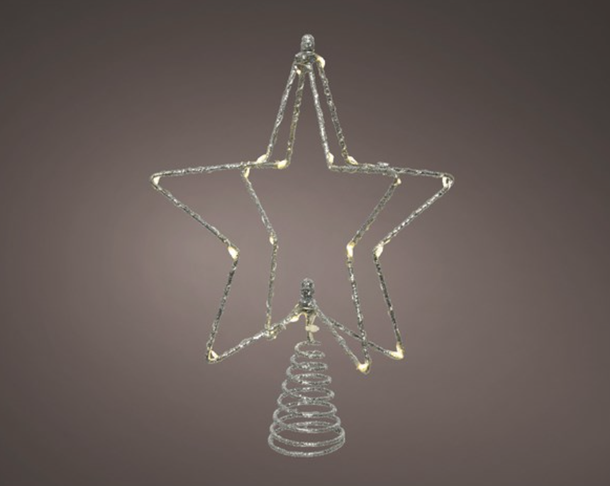 Tree Topper: Metal Wire 3D Star  Wire Lights - Silver