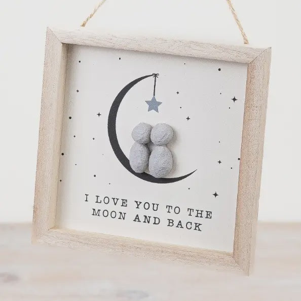 Hanging Dec: Wood Love You To The Moon And Back Framed - White - Gainsborough Giftware